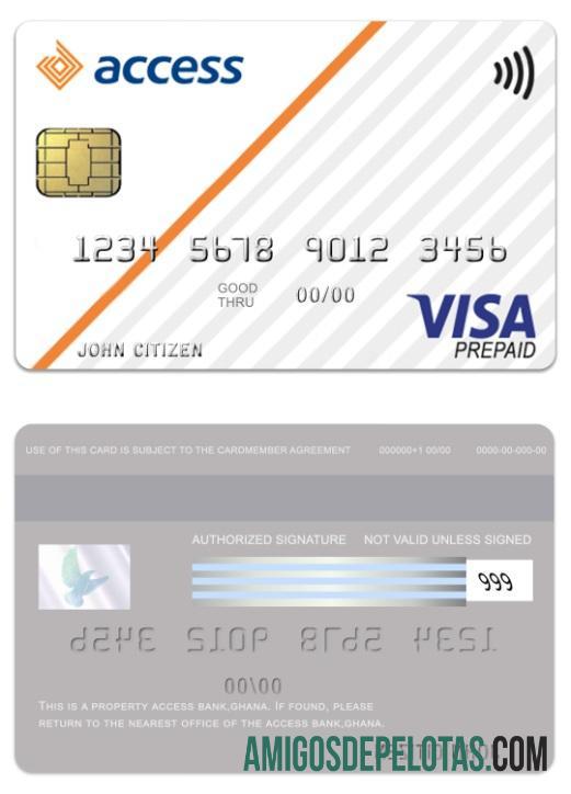 Cartão pré-pago Gana Access Bank Visa amostra
